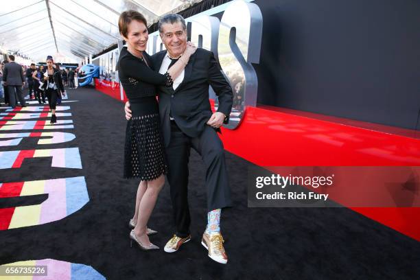 Producer Haim Saban and wife Cheryl Saban arrives at the premiere of Lionsgate's "Power Rangers" at the Westwood Village Theatre on March 22, 2017 in...