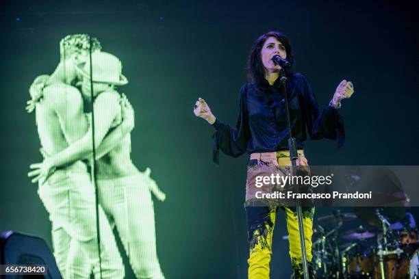 Giorgia performs at Unipol Arena on March 22, 2017 in Bologna, Italy.