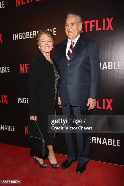 Kate Trillo Graham and Eric del Castillo attend the launch of Netflix's series "Ingobernable" red carpet at Auditorio BlackBerry on March 22, 2017 in...