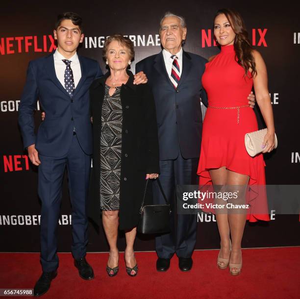 Darwin del Castillo, Kate Trillo Graham, Eric del Castillo and Veronica del Castillo attend the launch of Netflix's series "Ingobernable" red carpet...