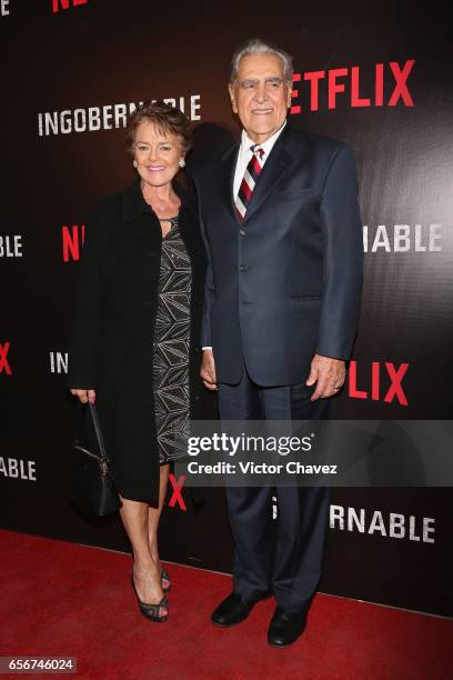 Kate Trillo Graham and Eric del Castillo attend the launch of Netflix's series "Ingobernable" red carpet at Auditorio BlackBerry on March 22, 2017 in...