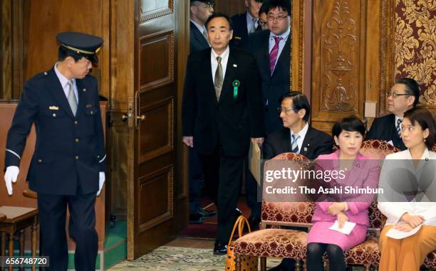 Head director of school operator 'Moritomo Gakuen' Yasunori Kagoike attends an upper house budget committee at the diet building on March 23, 2017 in...
