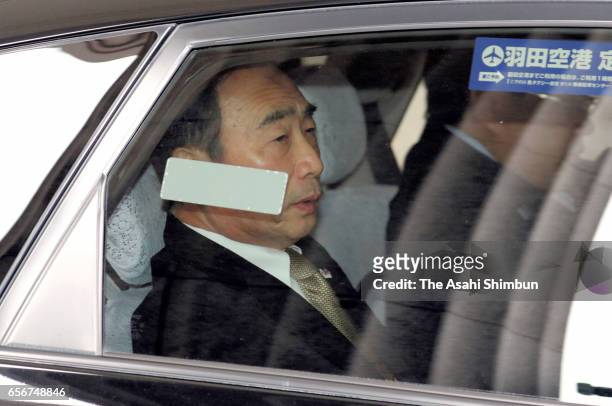 Head director of school operator 'Moritomo Gakuen' Yasunori Kagoike leaves after an upper house budget committee at the diet building on March 23,...