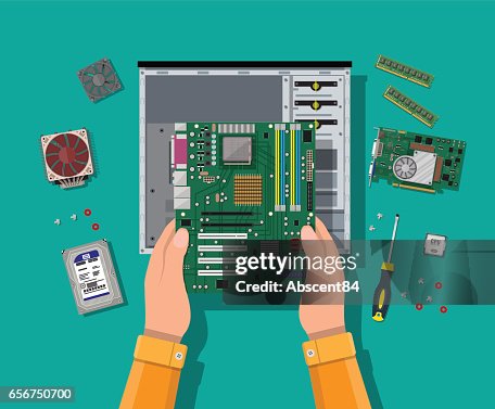 Computer Completed Assembling Pc Personal Computer Hardware High-Res Vector Graphic ...