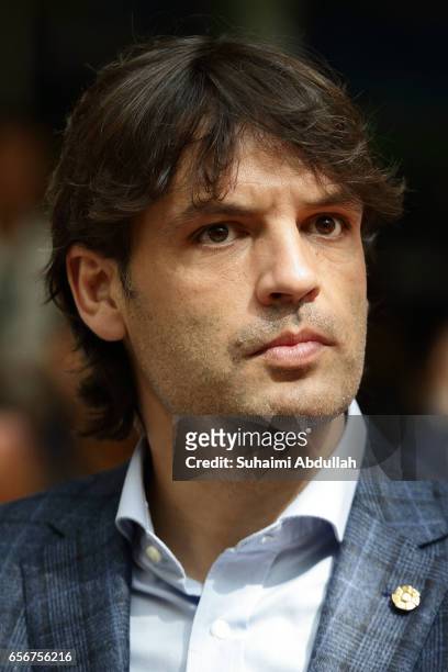 LaLiga ambassador, Fernando Morientes attends the launch of LaLiga at the Supreme Court Terrace, National Gallery Singapore on March 23, 2017 in...