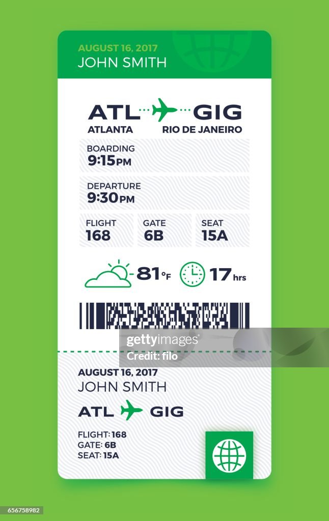 Air Travel Vertical Boarding Pass