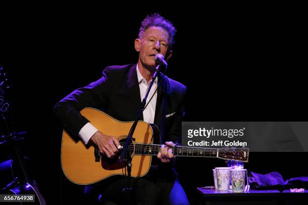 Lyle Lovett performs in support of the "Songs and Stories Tour" at Fred Kavli Theatre on March 22, 2017 in Thousand Oaks, California.