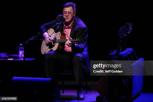 Vince Gill performs in support of the "Songs and Stories Tour" at Fred Kavli Theatre on March 22, 2017 in Thousand Oaks, California.