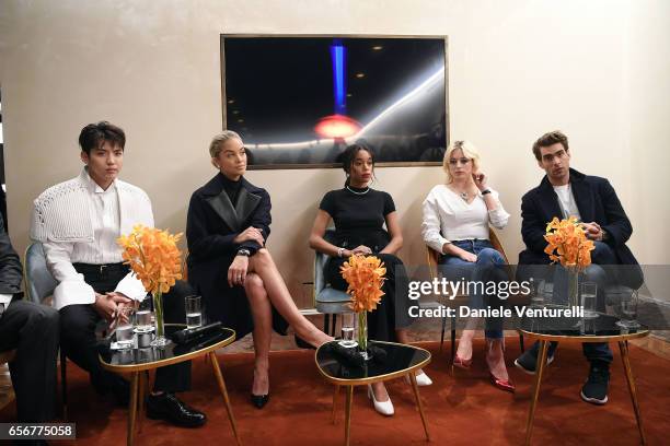 Kris Wu, Jasmine Sanders, Laura Harrier, Caroline Vreeland and Jon Kortajarena attend Bvlgari press Breakfast At Baselworld 2017 on March 23, 2017 in...