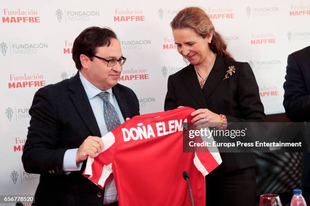 Princess Elena attends Real Sporting de Gijon Football Club on March 22, 2017 in Gijon, Spain.