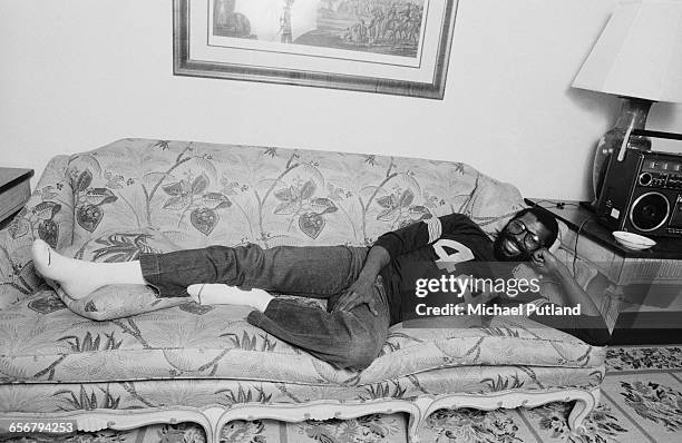 American singersongwriter Teddy Pendergrass , in a hotel room, New York, 1981.