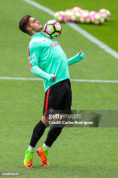 Portugal's forward Andre Silva during Portugal Training Session and Press Conference the at Cidade do Futebol on March 23, 2017 in Lisbon, Portugal.