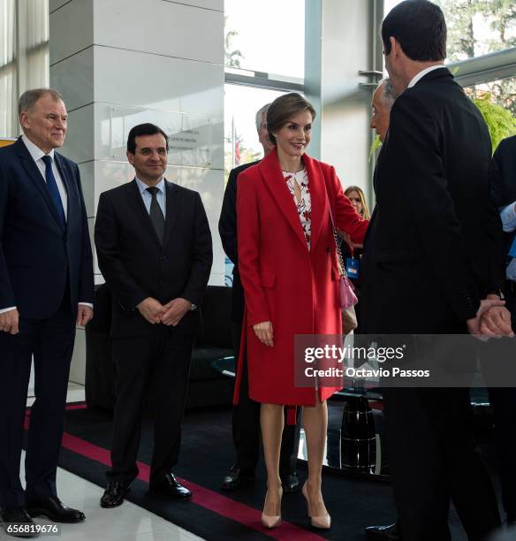 Queen Letizia of Spain arrives at 7th European Conference "Tobacco or Health" in Porto on March 23, 2017 in Porto, Portugal.