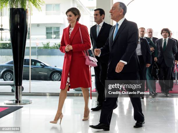 Queen Letizia of Spain arrives at 7th European Conference "Tobacco or Health" in Porto on March 23, 2017 in Porto, Portugal.