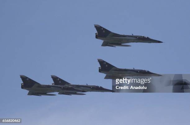 Karachi, PAKISTAN Pakistani jets perform during a military parade to mark Pakistan's National Day in Karachi, Pakistan on March 23, 2017. Pakistan's...