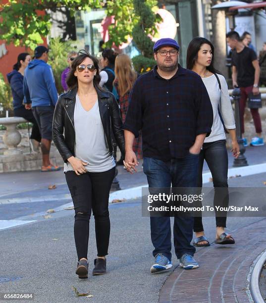 Brynn O'Malley and Bobby Moynihan are seen on March 22, 2017 in Los Angeles, California.