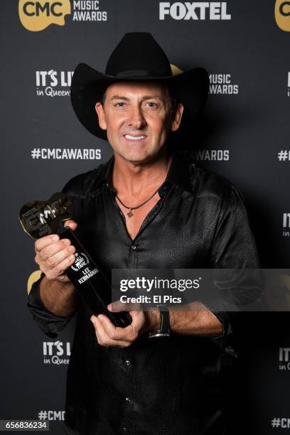Lee Kernaghan poses with the Life Time Achievment award during the 7th Annual CMC Music Awards 2017 at The Star Gold Coast on March 23, 2017 in Gold...