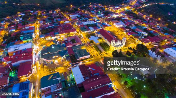 naranjo by night  - costa rica - costa rica aerial stock pictures, royalty-free photos & images
