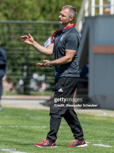 Head coach Christian Wueck of Germany is seen during the UEFA U17 elite round match between Germany and Armenia on March 23, 2017 in Manavgat, Turkey.