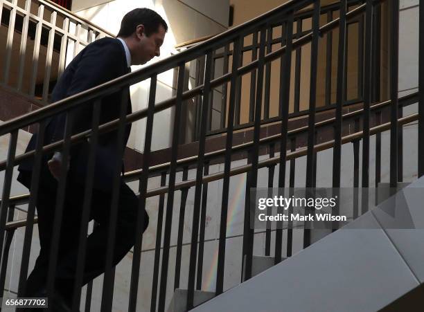 Chairman of the House Intelligence Committee, Devin Nunes walks away after leaving a closed meeting with fellow committee members, on Capitol Hill...