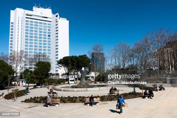 view of old water fountain at taksim gezi park in i̇stanbul - marmara stock pictures, royalty-free photos & images