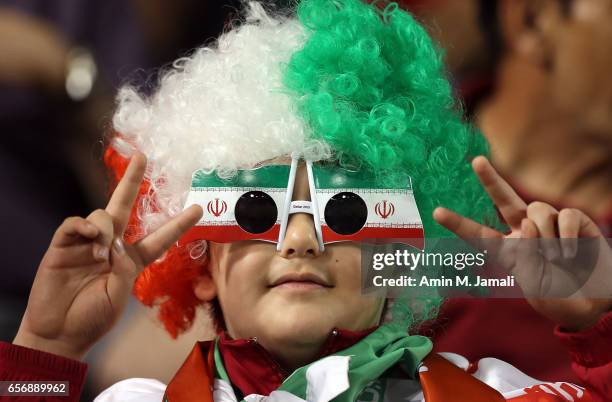 Fans of Iran look on during Qatar against Iran - FIFA 2018 World Cup Qualifier on March 23, 2017 in Doha, Qatar.