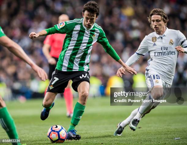 Ruben Pardo Gutierrez of Real Betis in action during their La Liga match between Real Madrid and Real Betis at the Santiago Bernabeu Stadium on 12...