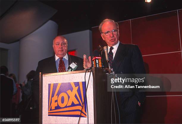 Rupert Murdoch names Roger Ailes as the head of Fox News, New York, New York, January 30, 1996.
