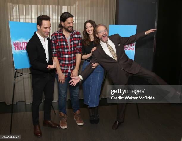 Chris Diamantopoulos, Will Swenson, Sara Bareilles and Producer Barry Weissler attend the Meet the new cast of "Waitress" at St. Cloud Rooftop...