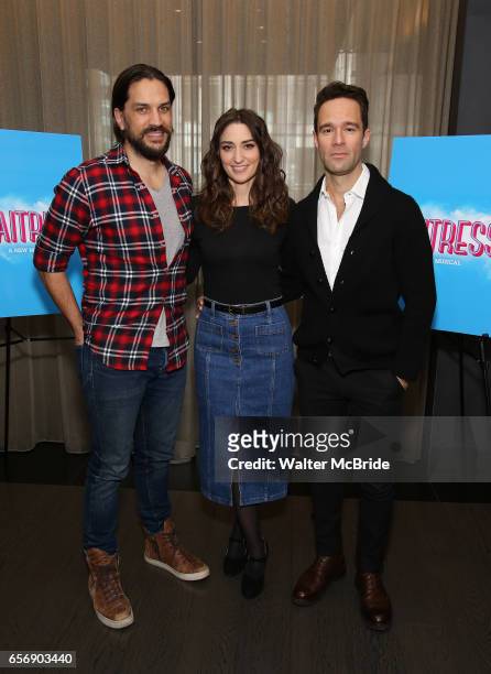Will Swenson, Sara Bareilles and Chris Diamantopoulos attend the Meet the new cast of "Waitress" at St. Cloud Rooftop Restaurant at The Knickerbocker...