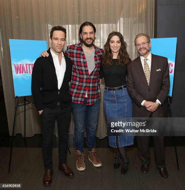 Chris Diamantopoulos, Will Swenson, Sara Bareilles and Producer Barry Weissler attend the Meet the new cast of "Waitress" at St. Cloud Rooftop...