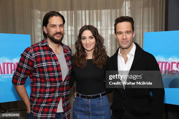 Will Swenson, Sara Bareilles and Chris Diamantopoulos attend the Meet the new cast of "Waitress" at St. Cloud Rooftop Restaurant at The Knickerbocker...