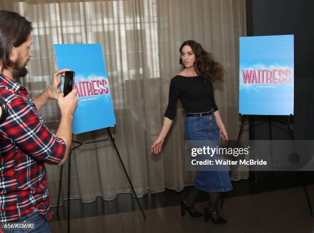 Will Swenson photographing Sara Bareilles at the Meet the new cast of "Waitress" at St. Cloud Rooftop Restaurant at The Knickerbocker Hotel on March...