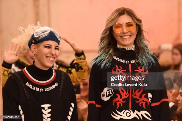 Designers Begum Berdan and Deniz Berdan on the runway the runway at the Mercedes-Benz Presents DB Berdan show during Mercedes-Benz Istanbul Fashion...