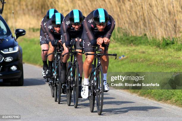 Cycling 32nd Settimana Internazionale Coppi e Bartali 2017 / Stage 1b Tao GEOGHEGAN HART / Jonathan DIBBEN / Ian BOSWELL / Elia VIVIANI / Team SKY /...