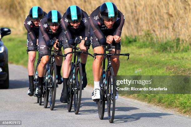 Cycling 32nd Settimana Internazionale Coppi e Bartali 2017 / Stage 1b Tao GEOGHEGAN HART / Jonathan DIBBEN / Ian BOSWELL / Elia VIVIANI / Team SKY /...