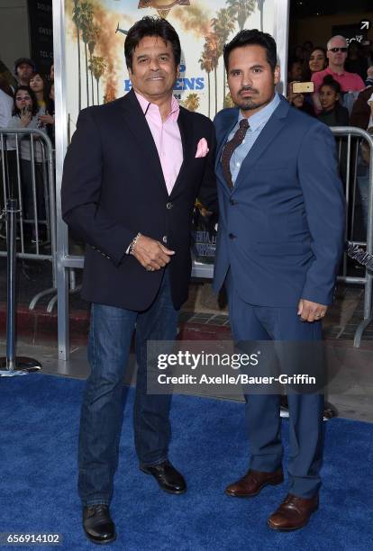 Actors Erik Estrada and Michael Pena arrive at the premiere of Warner Bros. Pictures' 'CHIPS' at TCL Chinese Theatre on March 20, 2017 in Hollywood,...