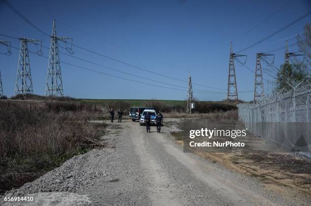 Members of the German federal police on patrol along the Bulgaria - Turkish border, near Kapitan Andreevo border crossing point, some 280 km east the...