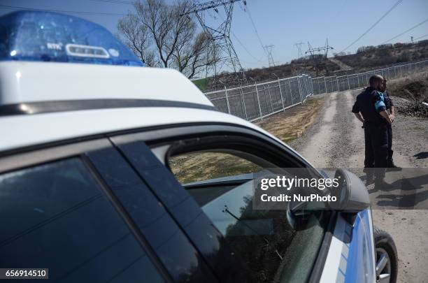 Members of the German federal police on patrol along the Bulgaria - Turkish border, near Kapitan Andreevo border crossing point, some 280 km east the...