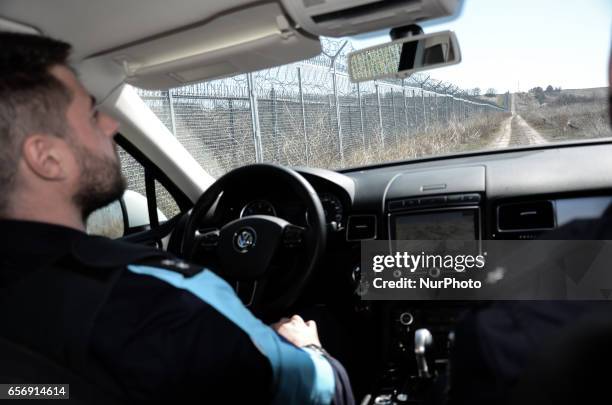 Members of the German federal police on patrol along the Bulgaria - Turkish border, near Kapitan Andreevo border crossing point, some 280 km east the...