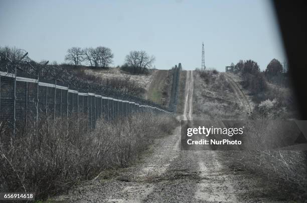 Members of the German federal police on patrol along the Bulgaria - Turkish border, near Kapitan Andreevo border crossing point, some 280 km east the...