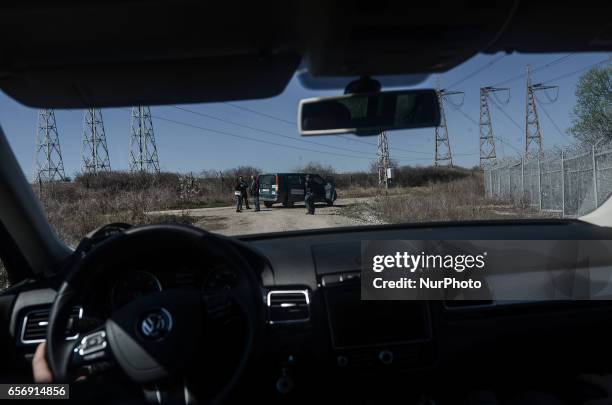 Members of the German federal police on patrol along the Bulgaria - Turkish border, near Kapitan Andreevo border crossing point, some 280 km east the...