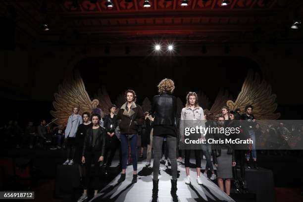 Cagla Sikel and models during rehearsal ahead of the Tuvanam show during Mercedes-Benz Istanbul Fashion Week March 2017 at Grand Pera on March 23,...