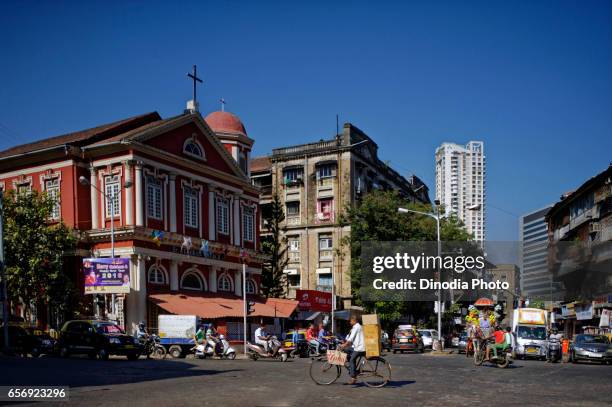 st xavier church, girgaon, mumbai, maharashtra, india, asia - mumbai street stock pictures, royalty-free photos & images