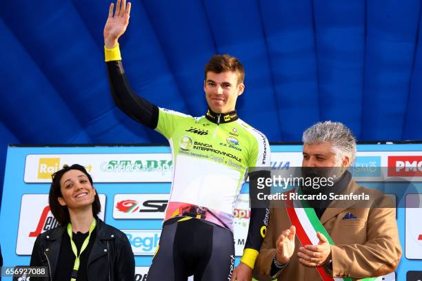 Cycling 32nd Settimana Internazionale Coppi e Bartali 2017 / Stage 1b Podium / Lilian CALMEJANE / Green Leader Jersey Celebration / Gatteo a mare -...