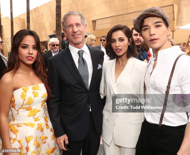 Becky G, Lionsgate Entertainment CEO Jon Feltheimer, Naomi Scott and Ludi Lin attend a Star Ceremony on The Hollywood Walk Of Fame Honoring Haim...