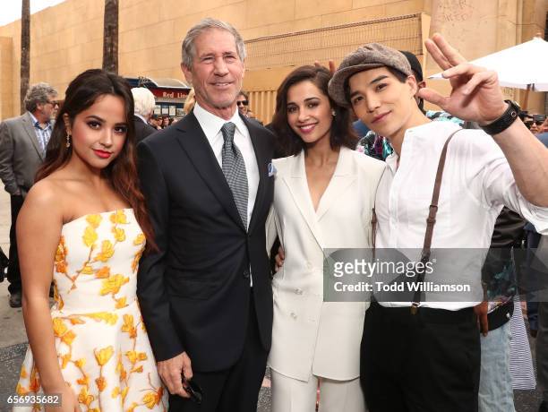 Becky G, Lionsgate Entertainment CEO Jon Feltheimer, Naomi Scott and Ludi Lin attend a Star Ceremony on The Hollywood Walk Of Fame Honoring Haim...