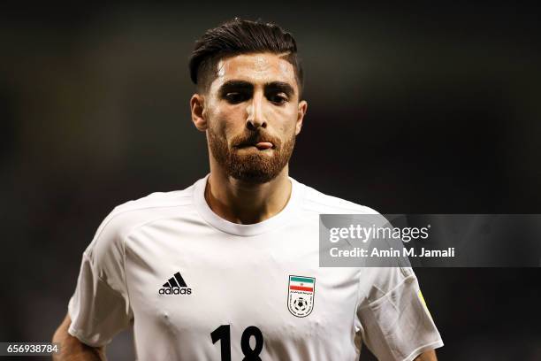 Alireza Jahan Bakhsh of Iran looks on during Qatar against Iran - FIFA 2018 World Cup Qualifier on March 23, 2017 in Doha, Qatar.