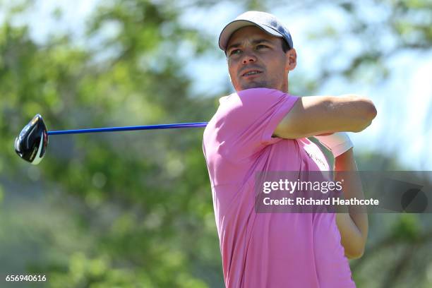 Martin Kaymer of Germany tees off on the 6th hole of his match during round two of the World Golf Championships-Dell Technologies Match Play at the...