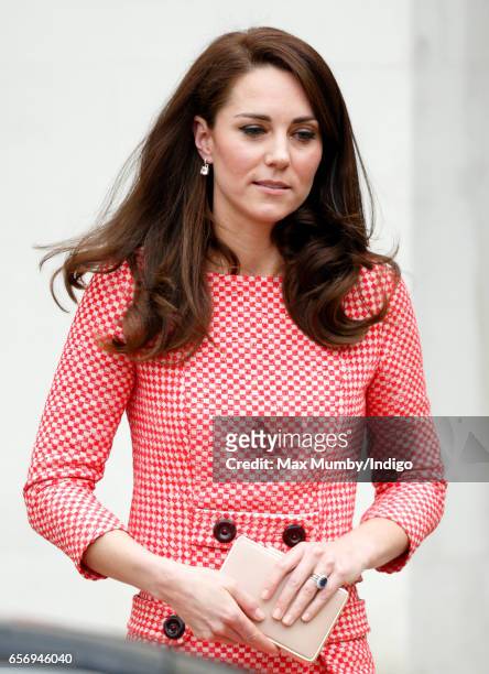 Catherine, Duchess of Cambridge attends the launch of maternal mental health films ahead of mother's day at the Royal College of Obstetricians and...